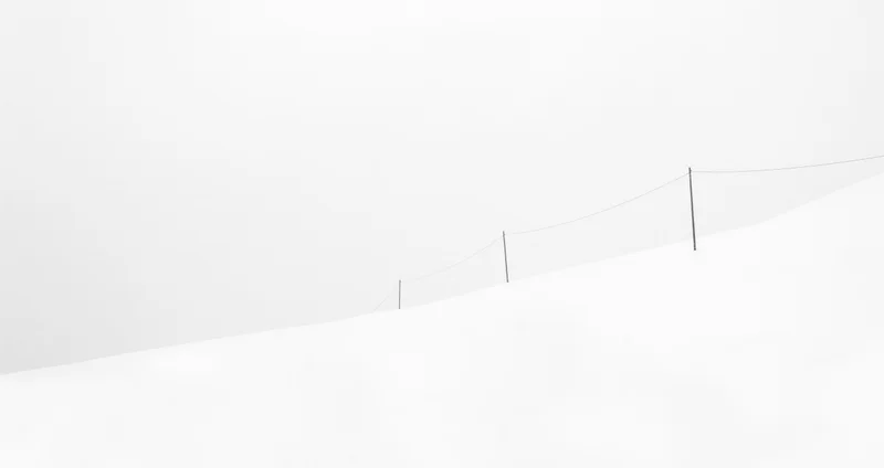 Zaunpfaehle an einem verschneiten hang