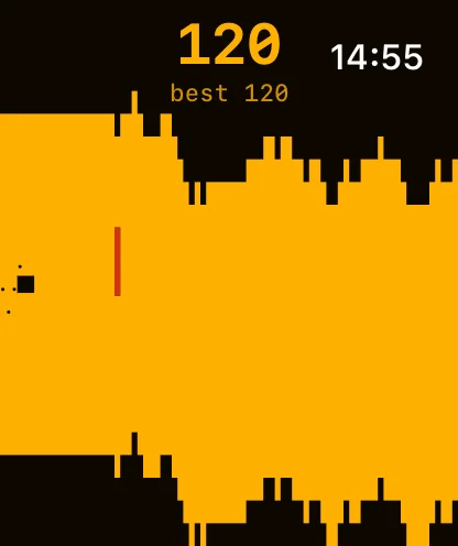 Pixly auf der Apple Watch im bernsteinfarbenen Design