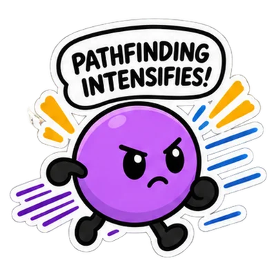 Violetter Walky-Sticker: Pathfinding intensifies!